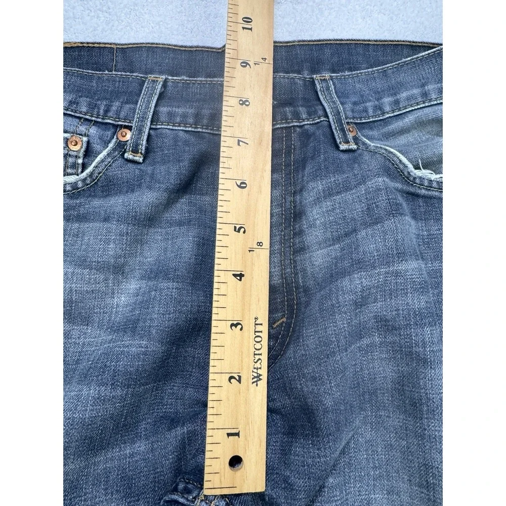 Levis 513 Jeans Men 32x32 Blue Slim Straight Stretch Whisker Distress Denim